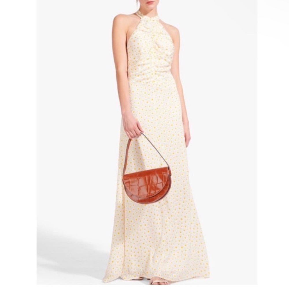 NWT STAUD Coastal Halter Maxi Dress with Yellow Daisy Motif